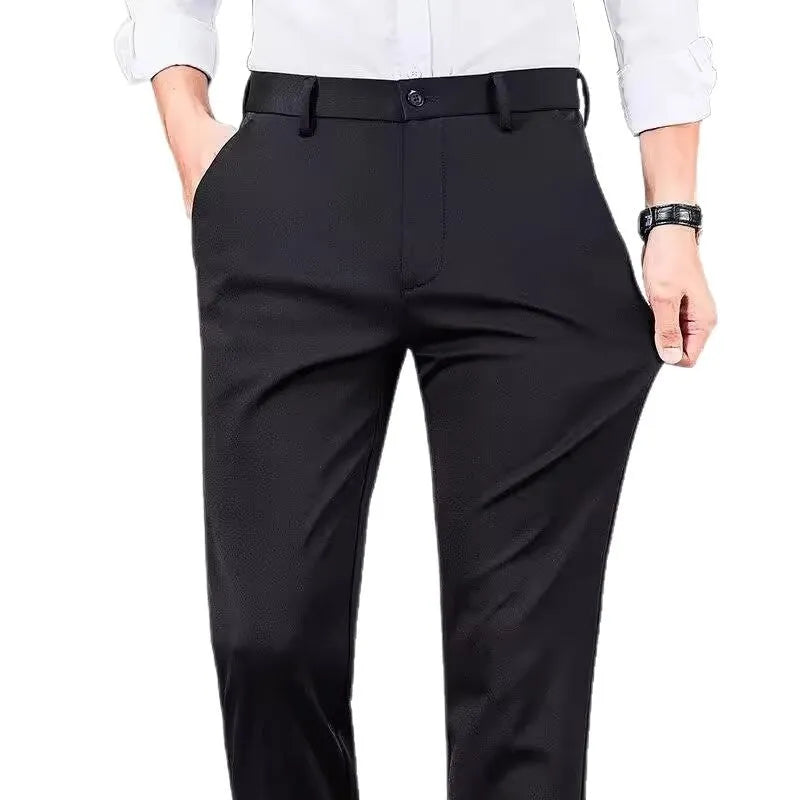 Men's business casual trousers in X11 Navy Blue, straight leg with micro elasticity, polyester blend