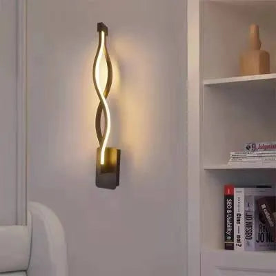 Nordic minimalist LED wall lamp with silicone shade in 8 black finish, bedside lighting, 220V button switch