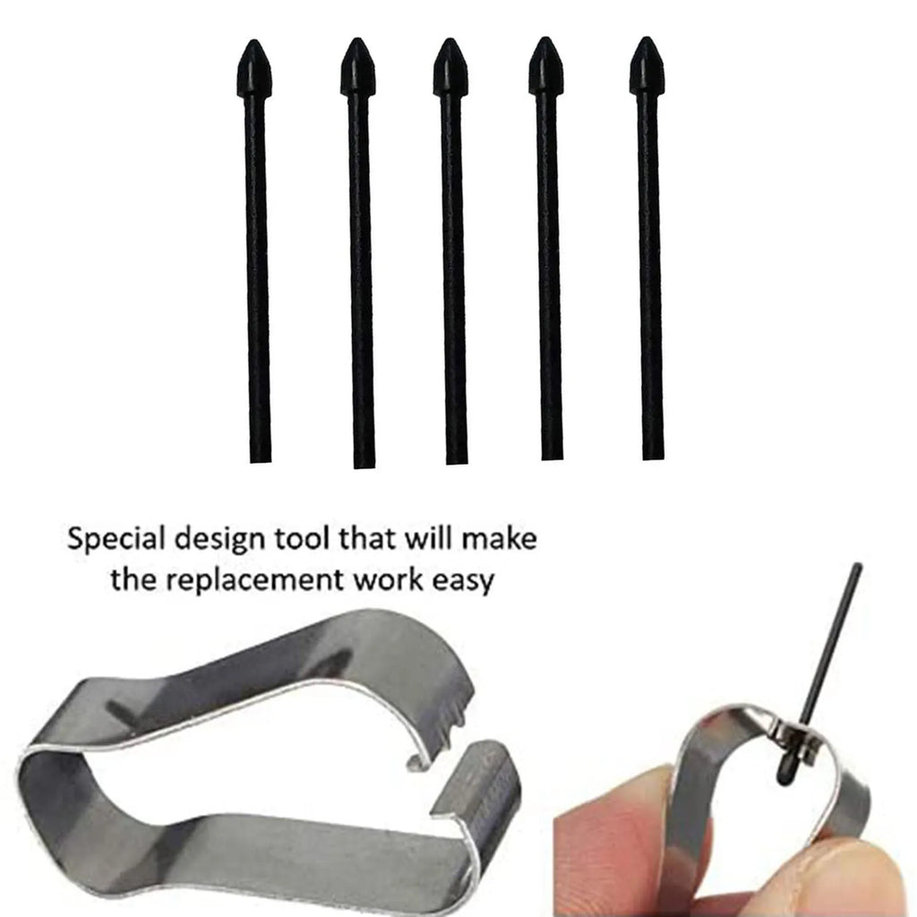 Rotating stylus tip refill pack of 5 in black, white, and grey for Samsung S6 S7 N10 N20