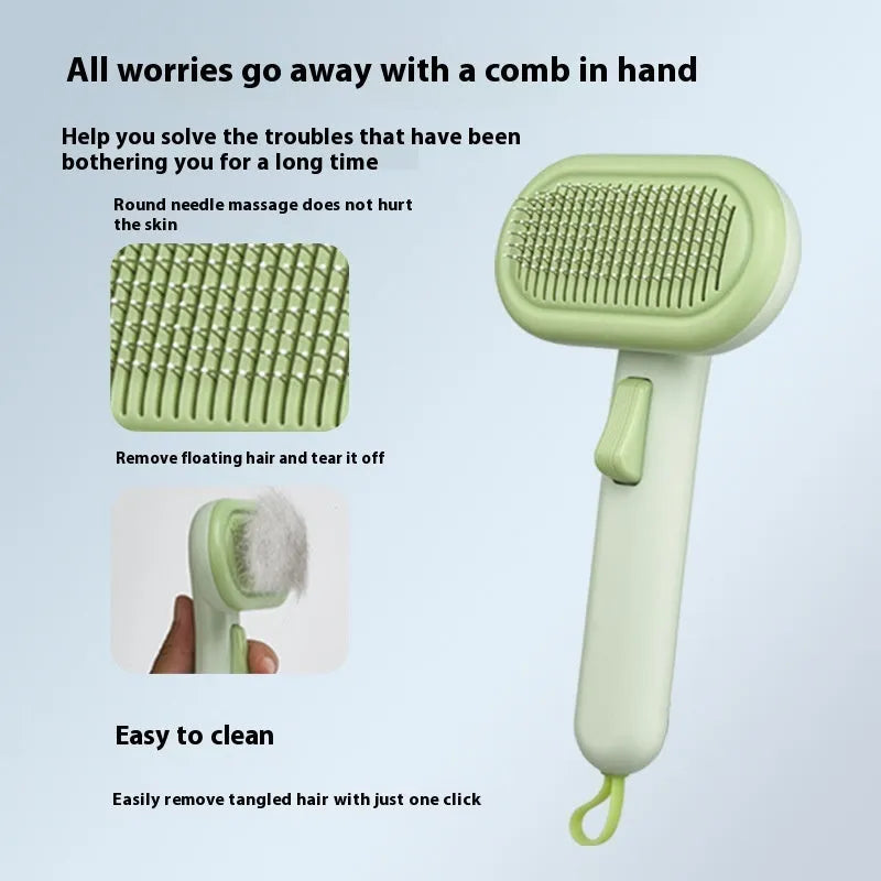 Large pet grooming comb for cats and dogs in light green, pink or light grey colour options