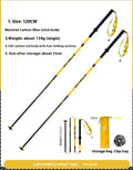Pair of carbon fibre folding trekking poles with tungsten steel tips in colourful finish for hiking