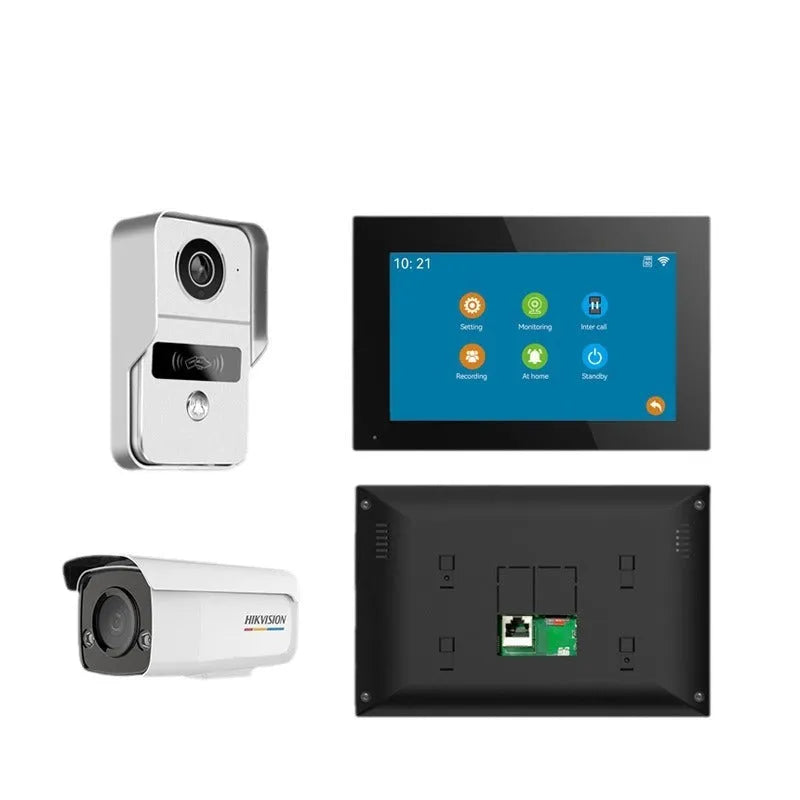 1080P video intercom doorbell system with 10-inch colour display and outdoor camera unit
