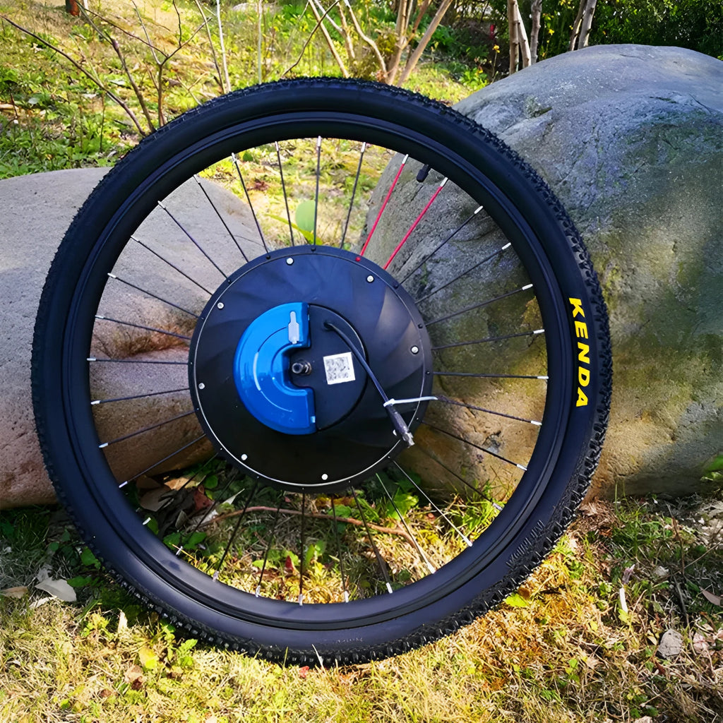 Yunzhilun bicycle electric conversion kit showing alloy hub motor and lithium battery for 26-inch bikes