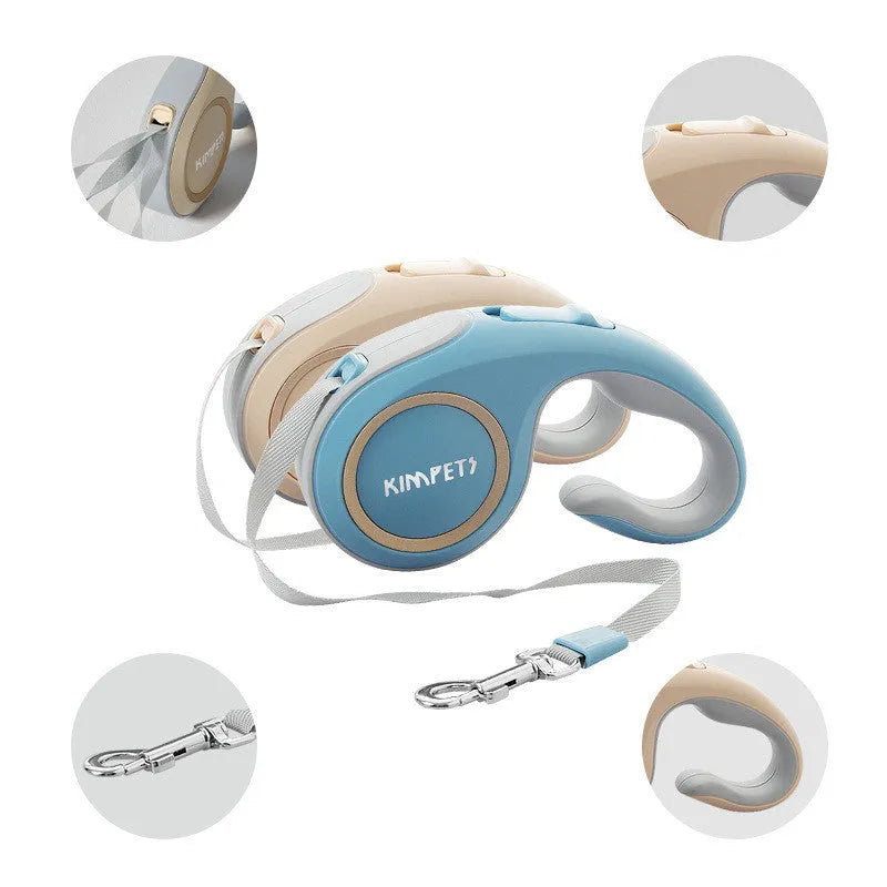 Automatic retractable dog lead with ABS body, non-slip rubber handle and polyester rope in Morandi Light Green.