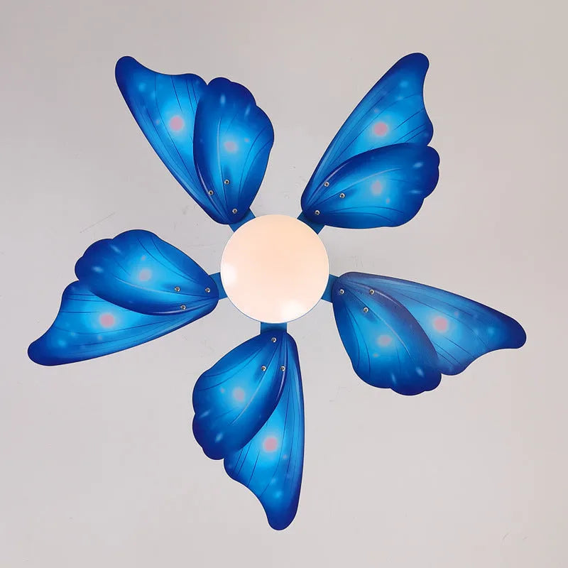 Ceiling fan chandelier with acrylic shade and wooden blades, 42 inches, remote control