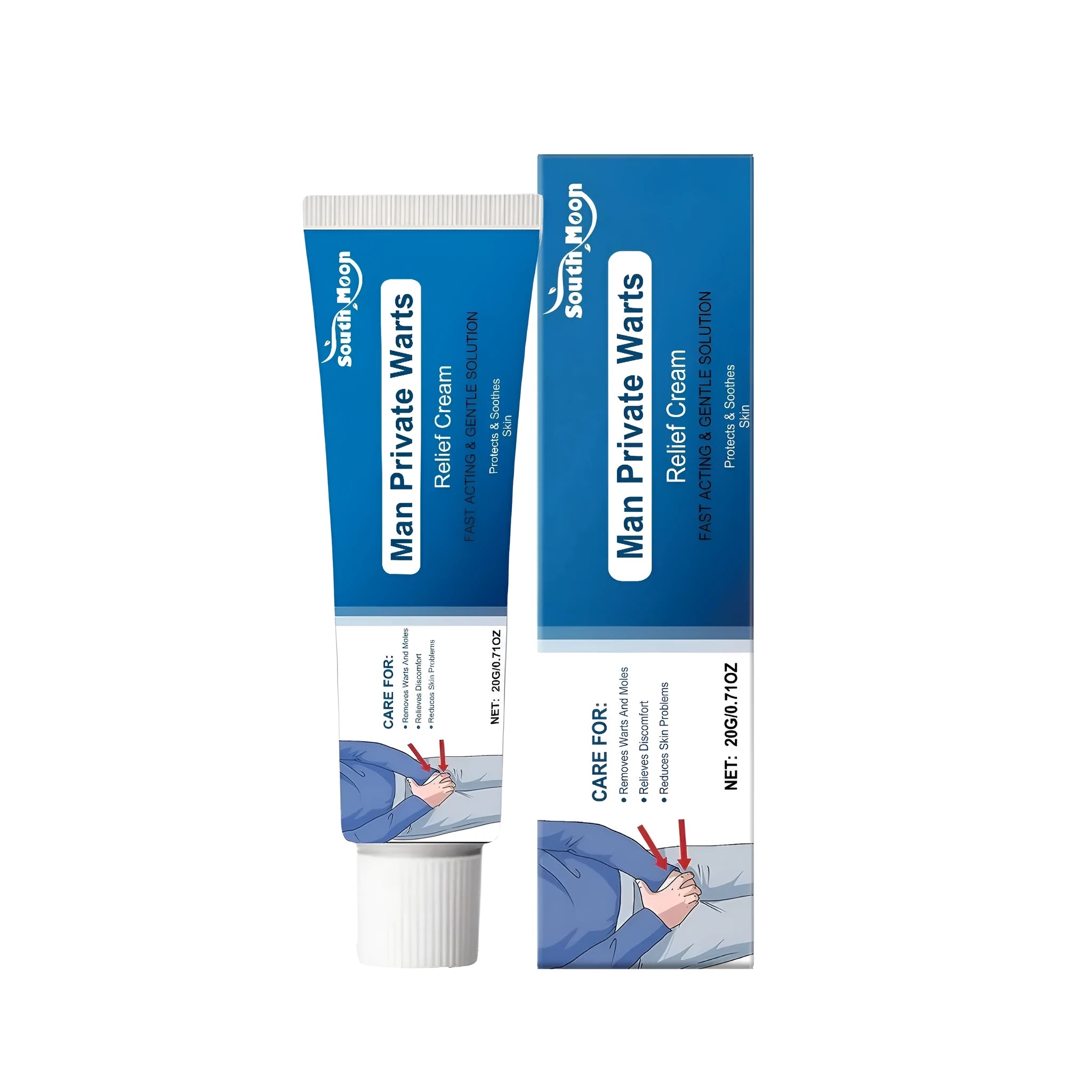 20g tube of male wart removing and soothing cream with salicylic acid, mint and aloe ingredients