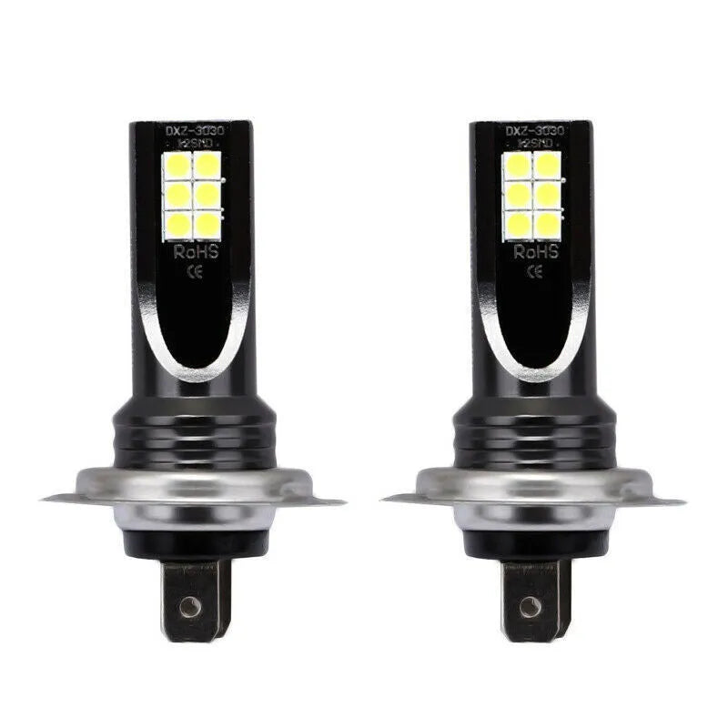 Single H7 110W LED car fog light bulb with 12 SMD LEDs and aluminium housing, showing white finish.