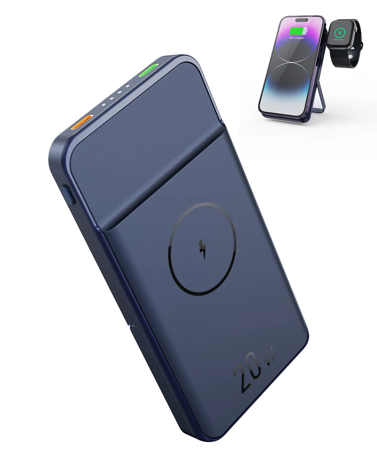 Black magnetic wireless power bank with 10000mAh capacity and industrial design