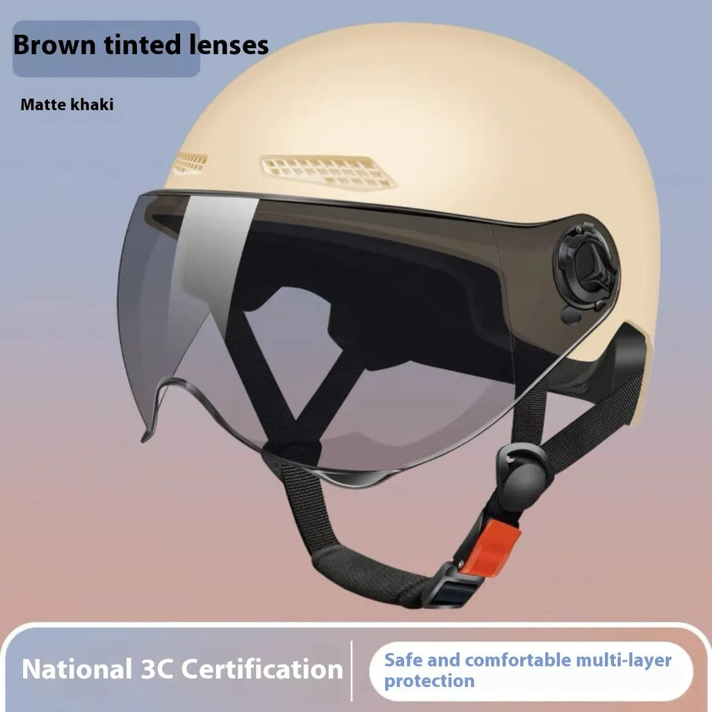 3C certified polypropylene electric motorcycle helmet with sun visor in light pink colour.