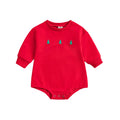 Baby cotton printed Christmas hat cartoon triangle jumpsuit in red