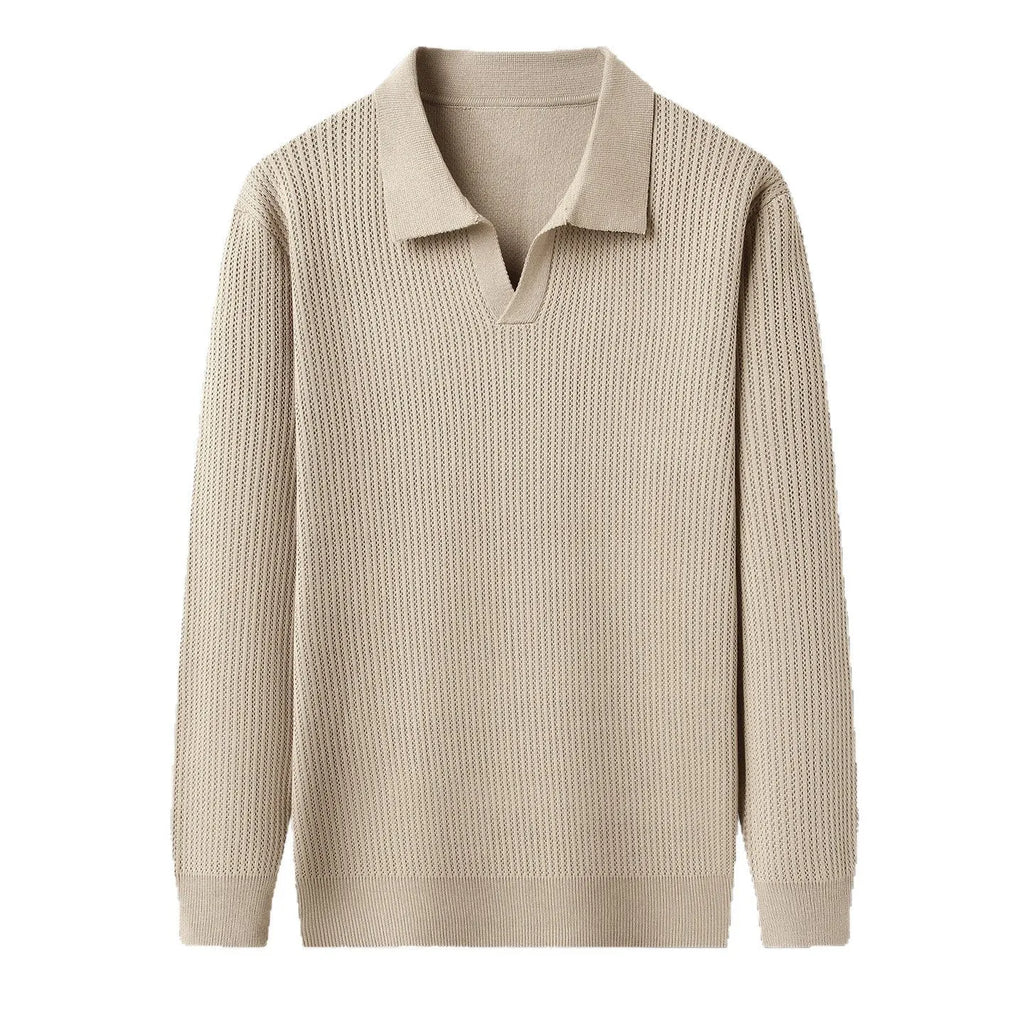 Men's loose pullover sweater in green colour showing casual pullover style and regular thickness fabric