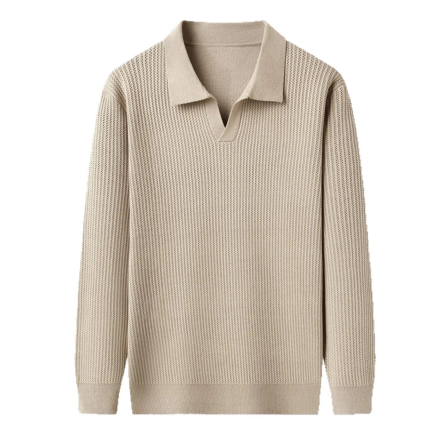 Men's loose pullover sweater in green colour showing casual pullover style and regular thickness fabric