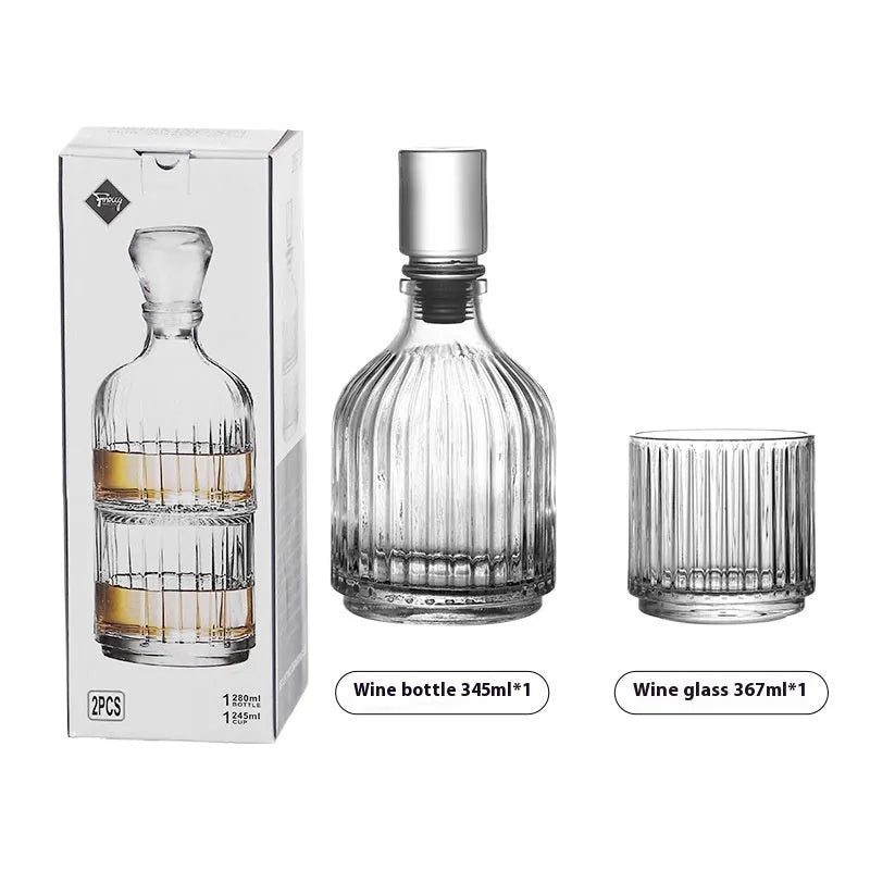 Modern simplicity clear glass whiskey cup with diamond pattern on a table, single piece