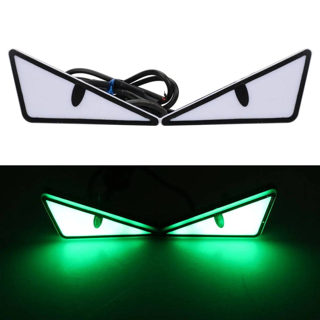 Pair of Triangle Eyes 12V plastic decorative motorcycle and car lights in semicircle shape with colour options