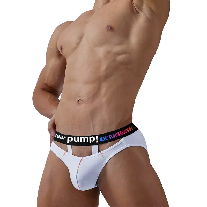 Men's solid colour modal briefs in black on a white background, showing low waist design.