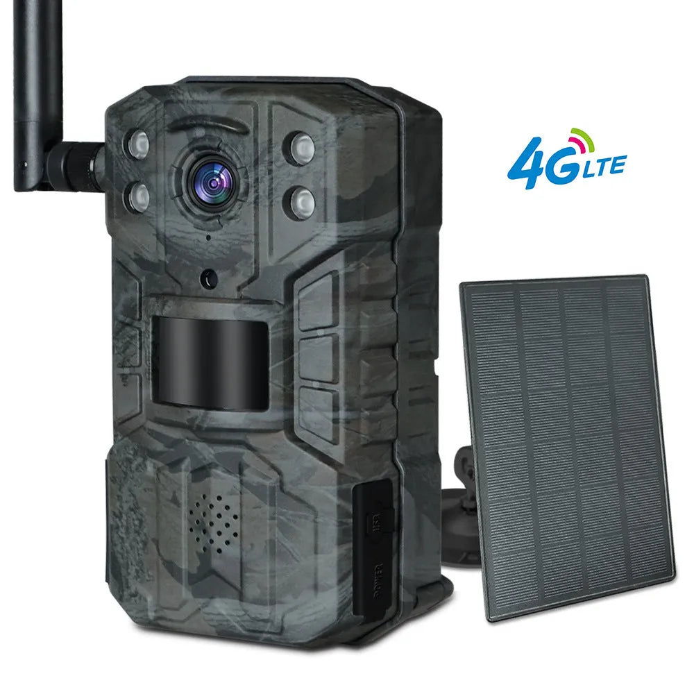 Outdoor 4G surveillance camera with 5MP lens and infrared night vision for remote security monitoring