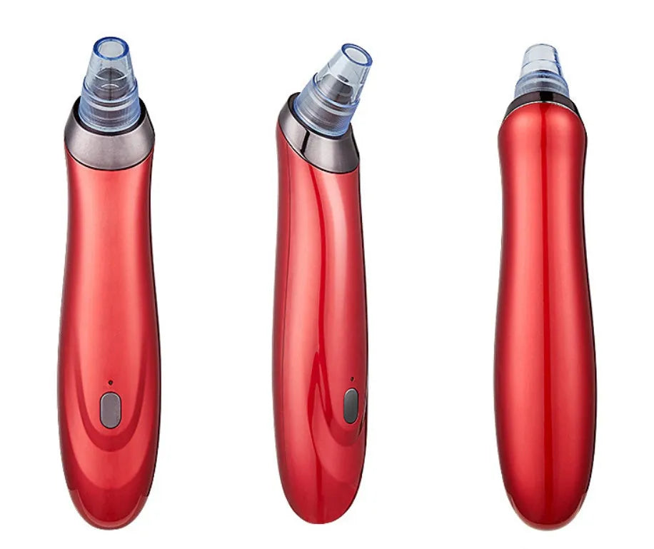 Electric blackhead remover tool with vacuum suction and multiple nozzle attachments