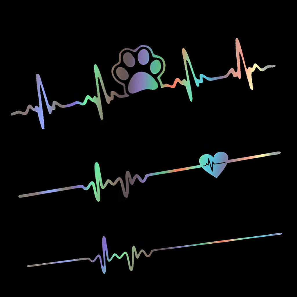 Creative heartbeat ECG decal sticker for car or motorcycle bumper in colour gradient finish, 20cm size