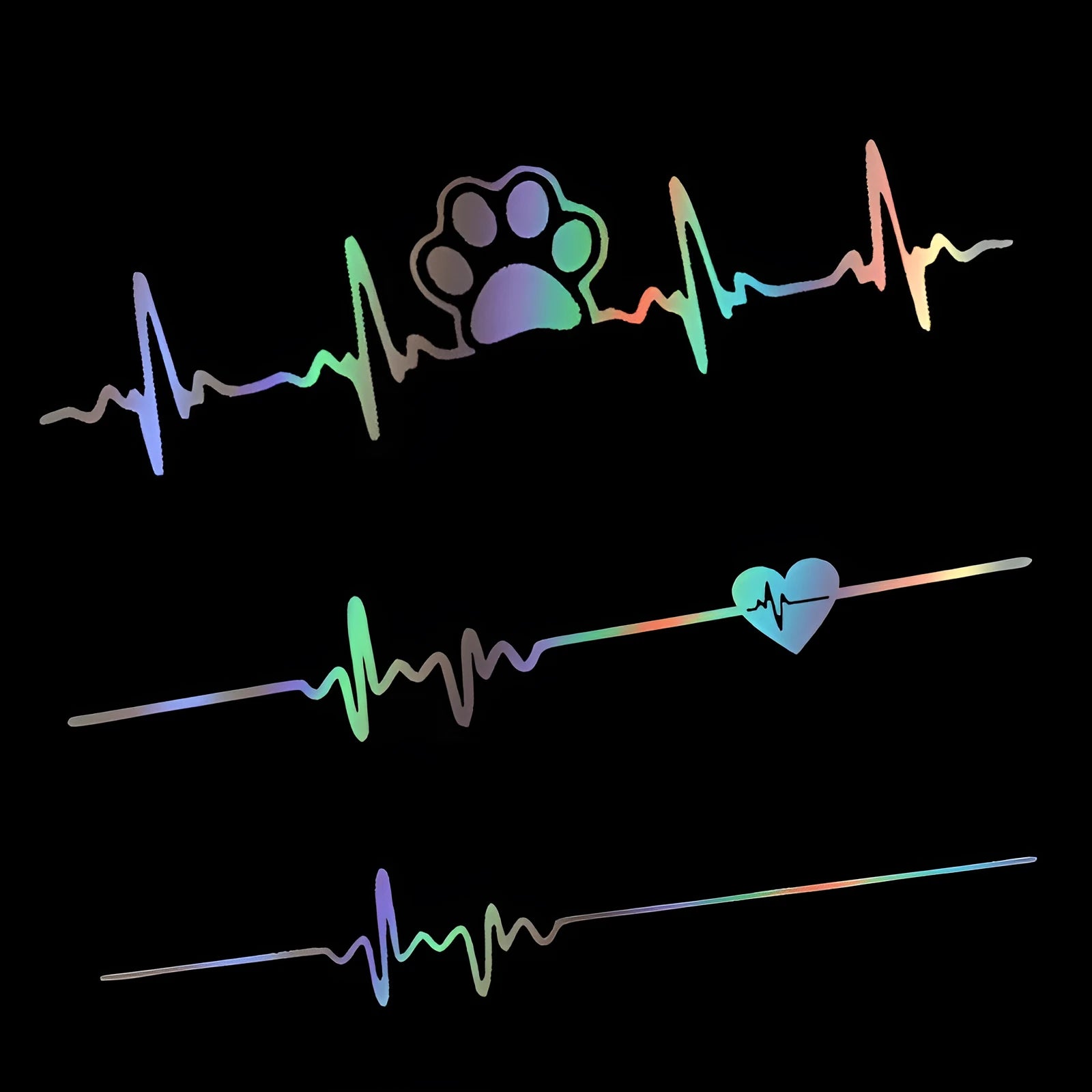 Creative heartbeat ECG decal sticker for car or motorcycle bumper in colour gradient finish, 20cm size