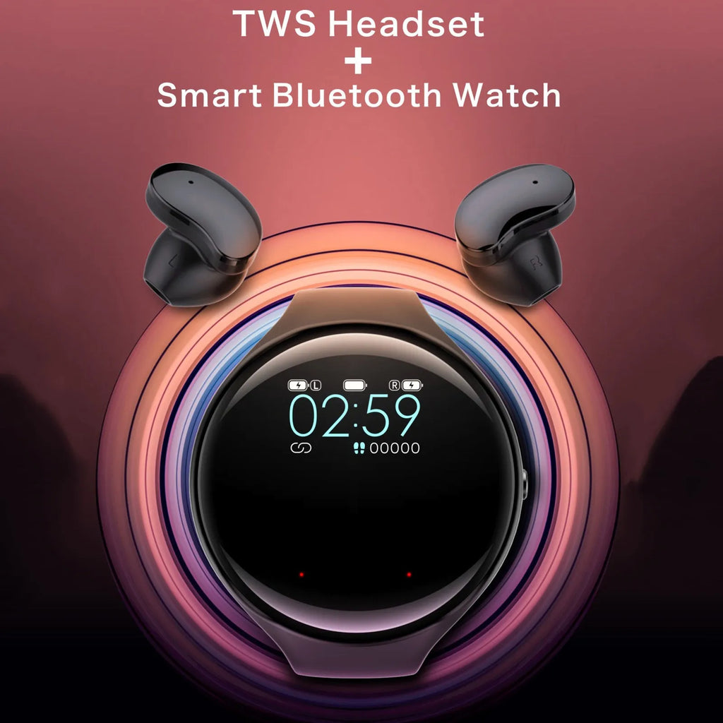 Black detachable smart bracelet and Bluetooth headset combo on a wrist