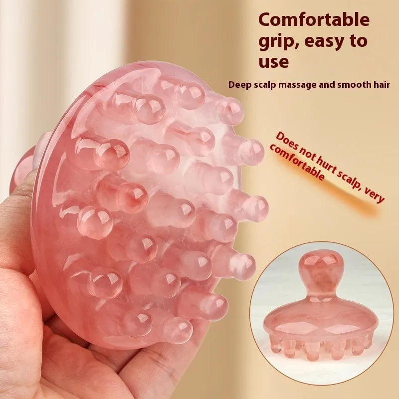 Disc-shaped 21-tooth massage comb for head meridian acupressure in coffee brown or yellow colour