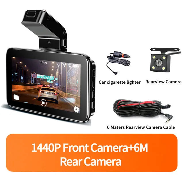 3-inch HD dual lens car DVR dash camera with front and rear recording capability