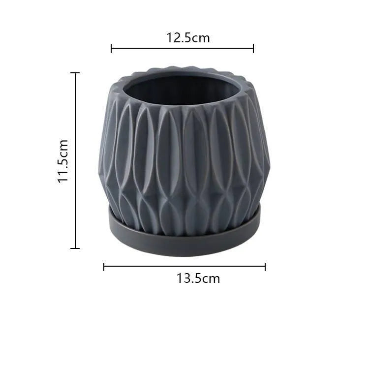 Medium grey ceramic flower pot for tabletop or floor plant display