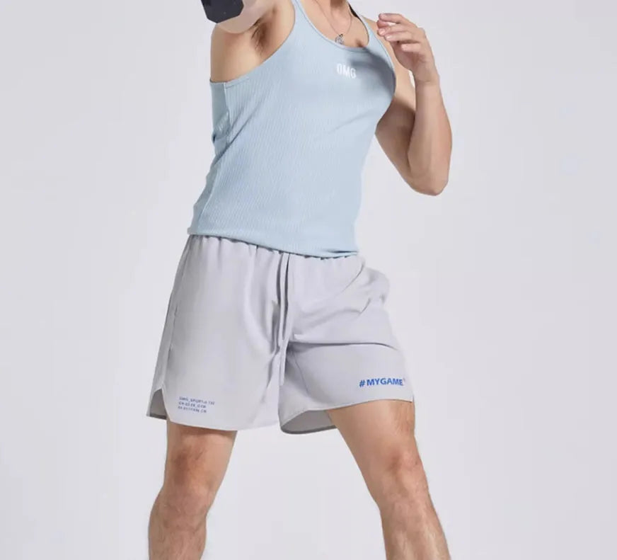 Men's fitness training shorts in four colours with moisture-wicking polyester fabric