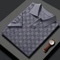 Men's mulberry silk short sleeve lapel sweater in business casual style