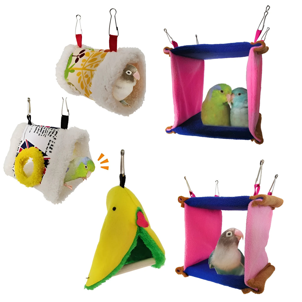 Bird hammock nest sleeping bed in cylinder shape with plush material for small pets