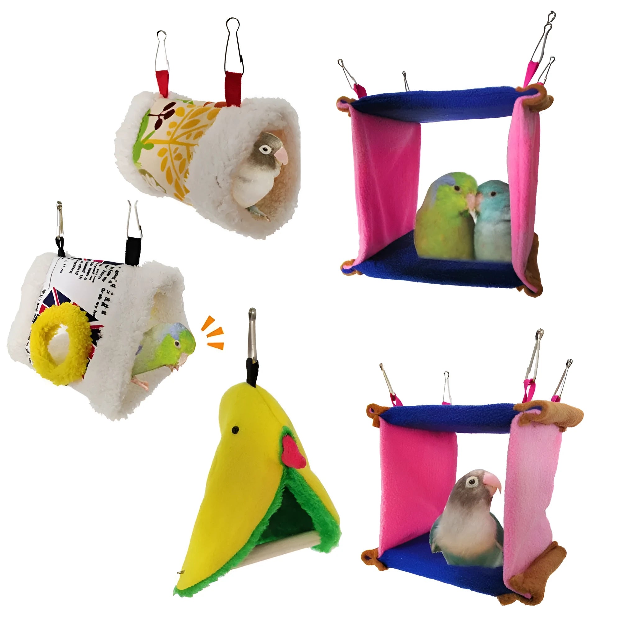 Bird hammock nest sleeping bed in cylinder shape with plush material for small pets