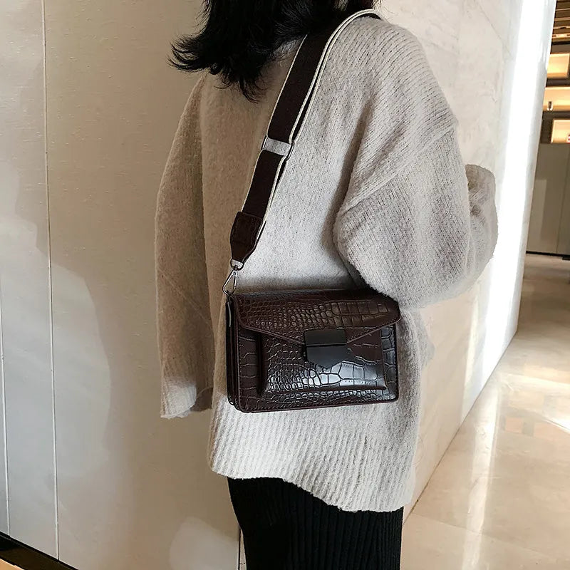 Vintage PU fabric crossbody bag with adjustable strap in multiple colour options