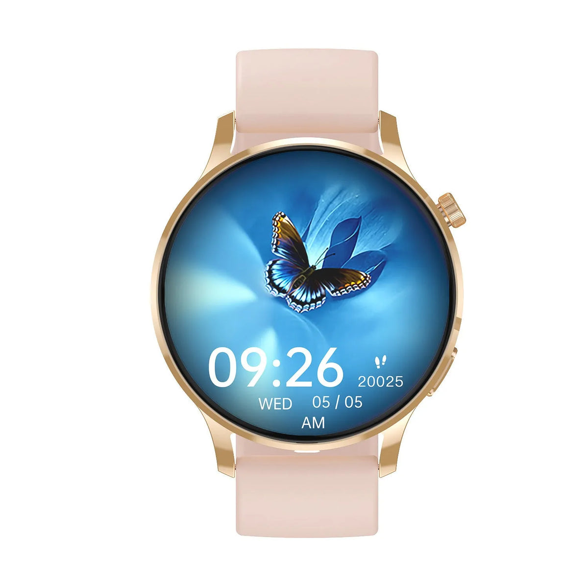 Smart watch with TFT screen, touch button, heart rate monitor, Bluetooth calling, and NFC in rose gold or silver