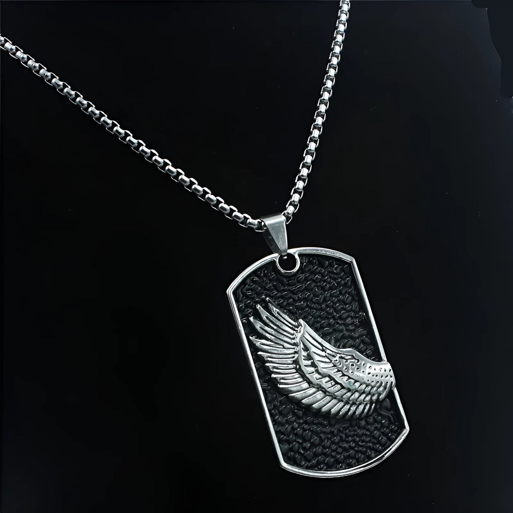 Korean style men's pendant necklace alloy pendant stainless steel chain 70 cm Cross Skull Wing
