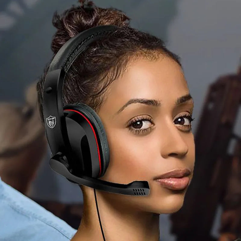 Black wired computer gaming headset with 40mm speakers and 1.2m cable