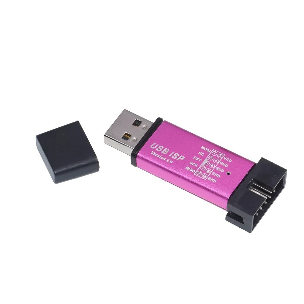 USB ISP programming burner with shell, IDC10 interface and 500mA fused fuse for 51 single chip microcomputer and AVR chips