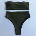 Women's neoprene backless bikini set in ArmyGreen with chest pad and high elasticity