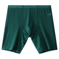 Men's white lace boxer shorts with a mid-waist fit on a neutral background, showing knitted detail.
