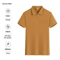 Short sleeve silver grey nylon shirt with a zipper pocket on the lapel.