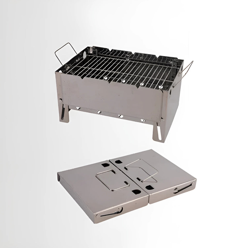 Portable black steel charcoal stove, box type, split furnace, 300 x 200 x 150mm for outdoor use