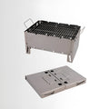 Portable black steel charcoal stove, box type, split furnace, 300 x 200 x 150mm for outdoor use