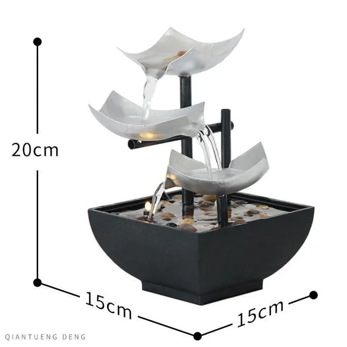 JR001 colour alloy desktop water fountain with modern minimalist design and flowing water ornament