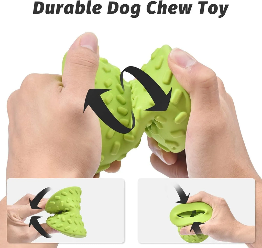 Blue natural rubber treat dispensing dog bone toy for aggressive chewers.