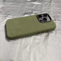 Flannel cloth pattern magnetic suction phone case for iPhone in dark green colour