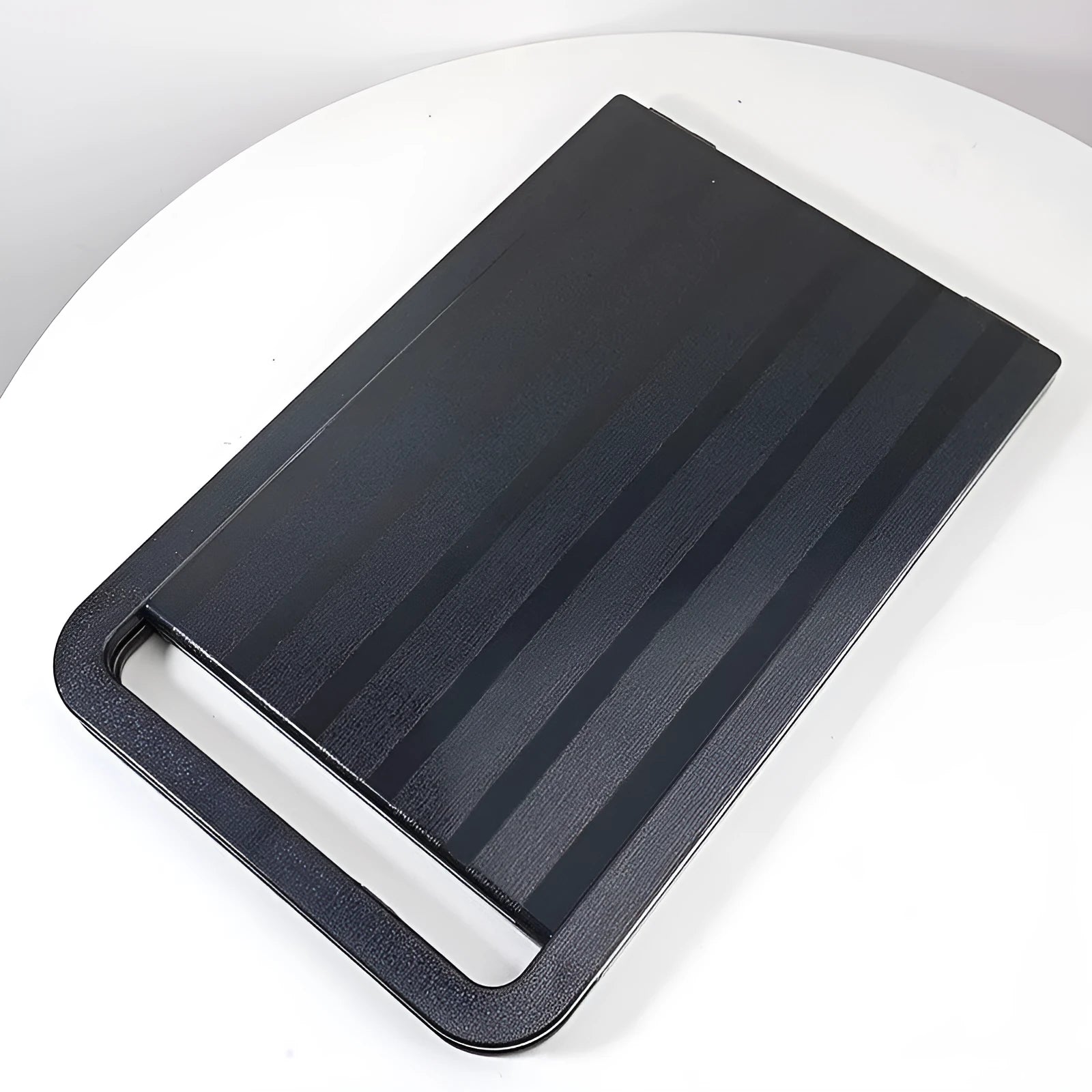 Double large folding hairdressing rearview mirror in black with HD double-sided reflective surface and plastic frame.