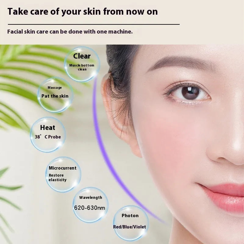 Photon skincare device with infrared and colour light in Pearl White, rechargeable for home use