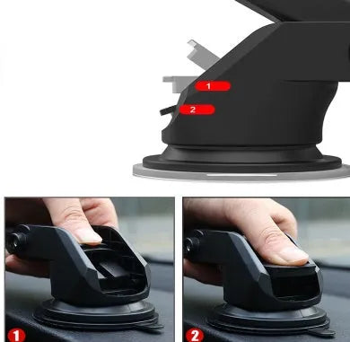 Universal car phone bracket with telescopic arm on vehicle dashboard