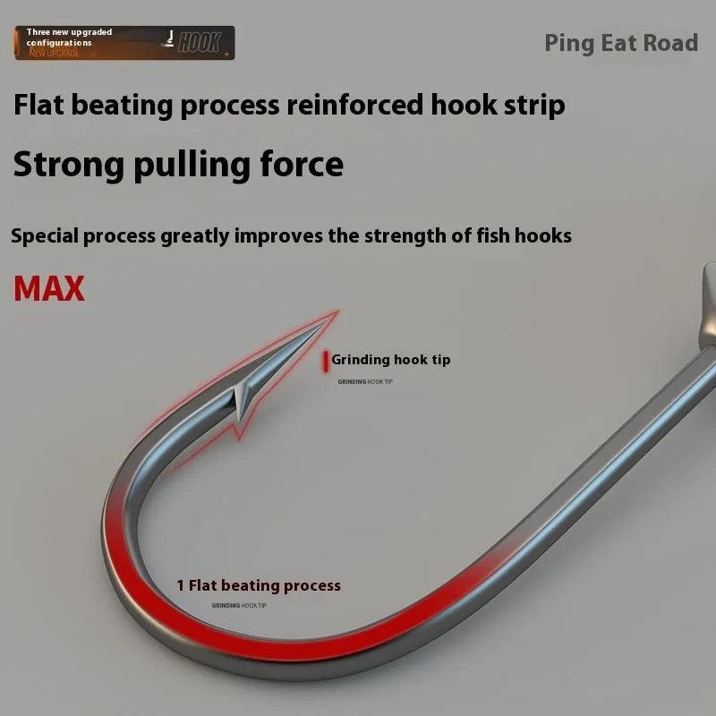 Pack of 50 strengthened steel jig hooks with a single lead-headed fishing hook.