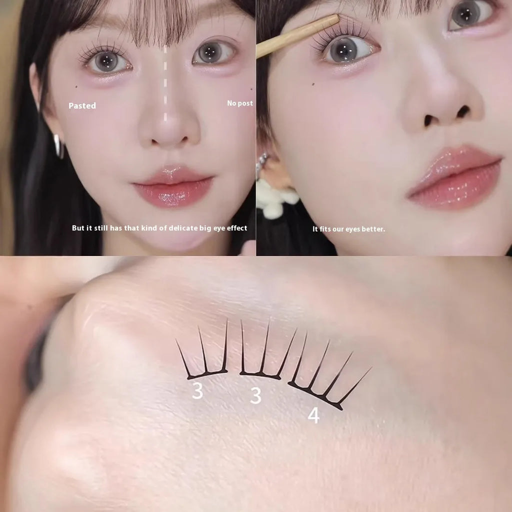 Reusable false eyelash clusters in package with tweezers and glue for application