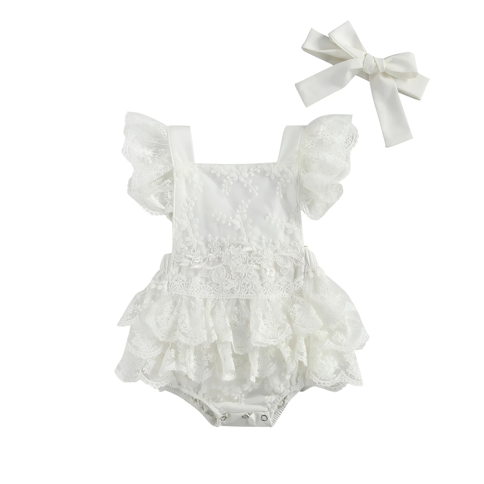 White polyester baby Christmas bodysuit for unisex children aged 3 to 24 months.